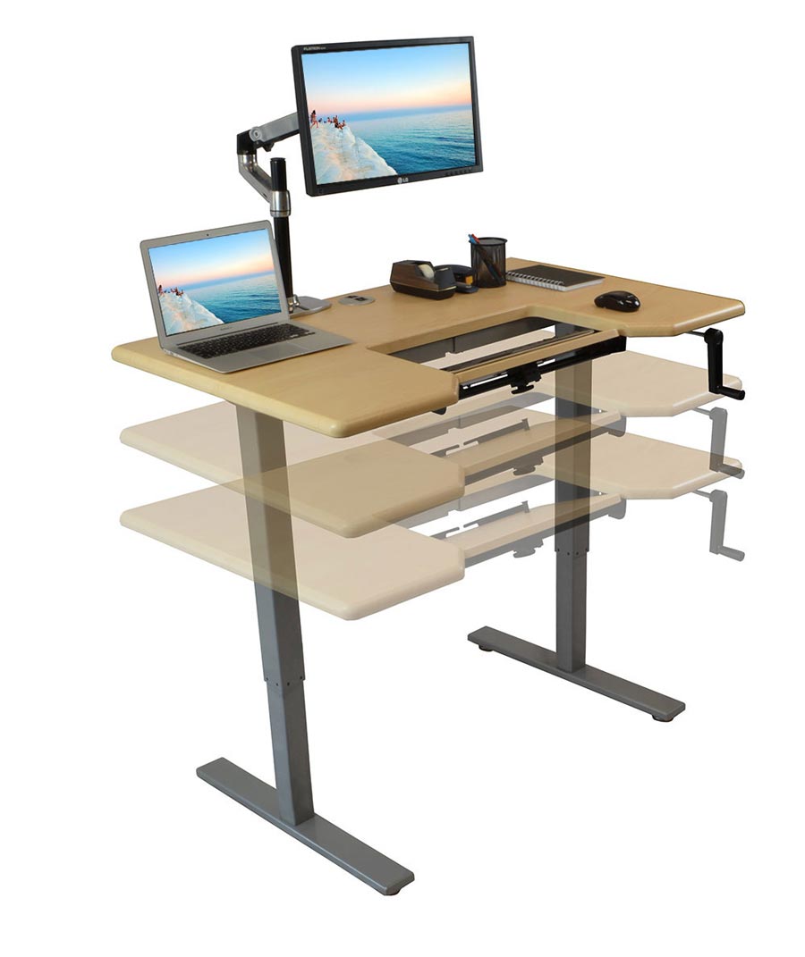 ergonomic Height Adjustable Standing Desk Manual with Wall Mounted Monitor