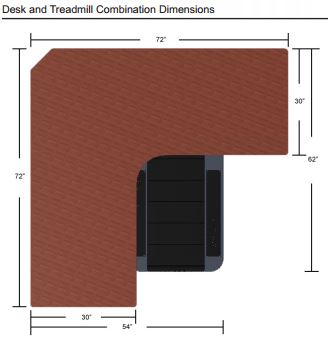 Woodway Desk and Treadmill Combined Dimensions