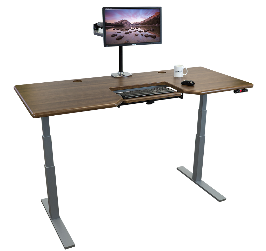 adjustable height desk with keyboard tray