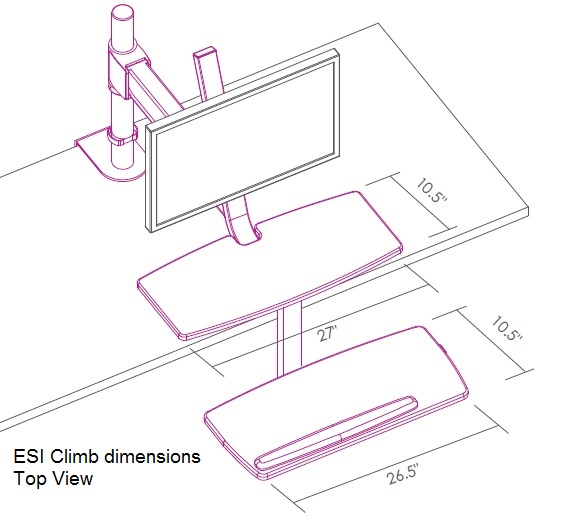 ESI Climb adjustable height workstation dimensions