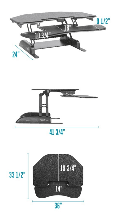 Varidesk Cube Corner 36 Dimensions