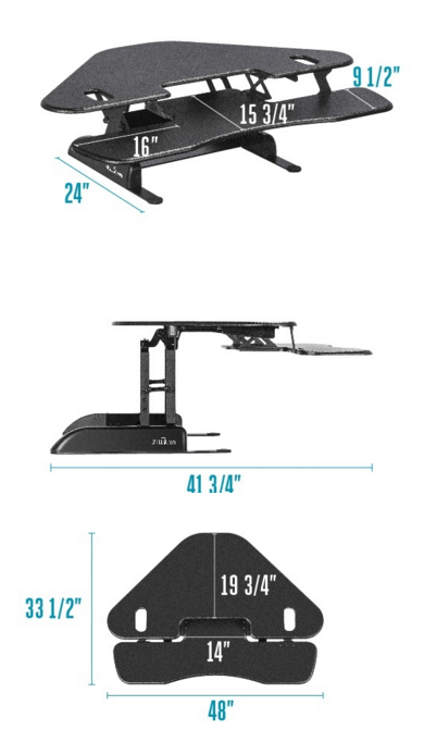 Varidesk Cube Corner 48 Dimensions