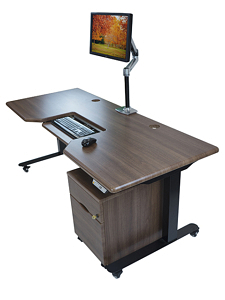 iMovR Elegance Mobile File Pedestal with Omega Everest Standing Desk