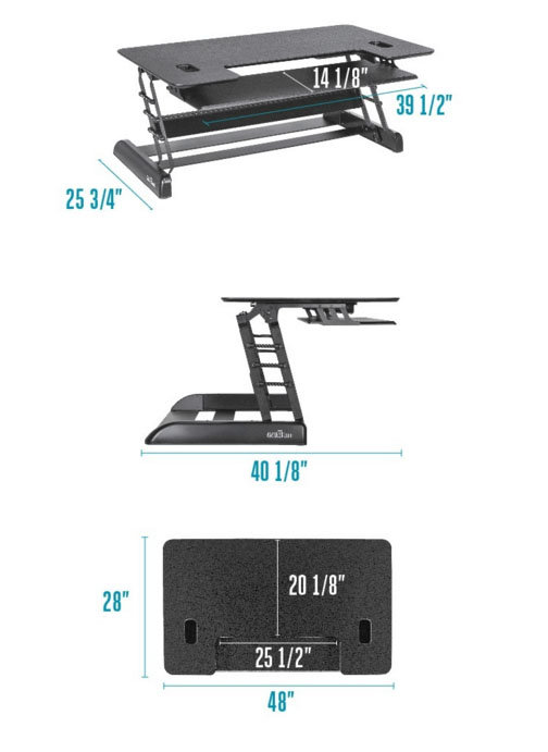 Varidesk Exec 48 Dimensions