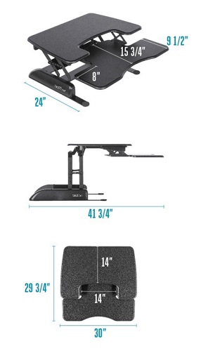 Varidesk Pro Plus 30 Desktop Riser Dimensions