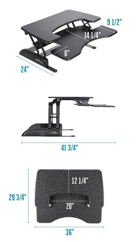 Varidesk Pro Plus 36 Desktop Riser Dimensions