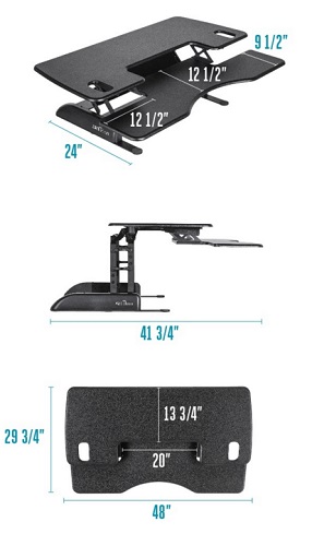 Varidesk Pro Plus 48 Desktop Riser Dimensions