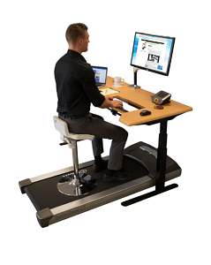 Tempo Sit-Stand Stool on a treadmill