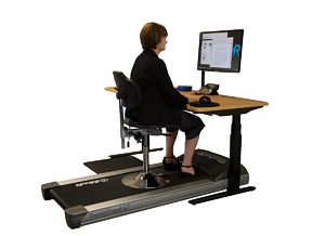 Tempo TreadTop Ergonomic Chair on a treadmill