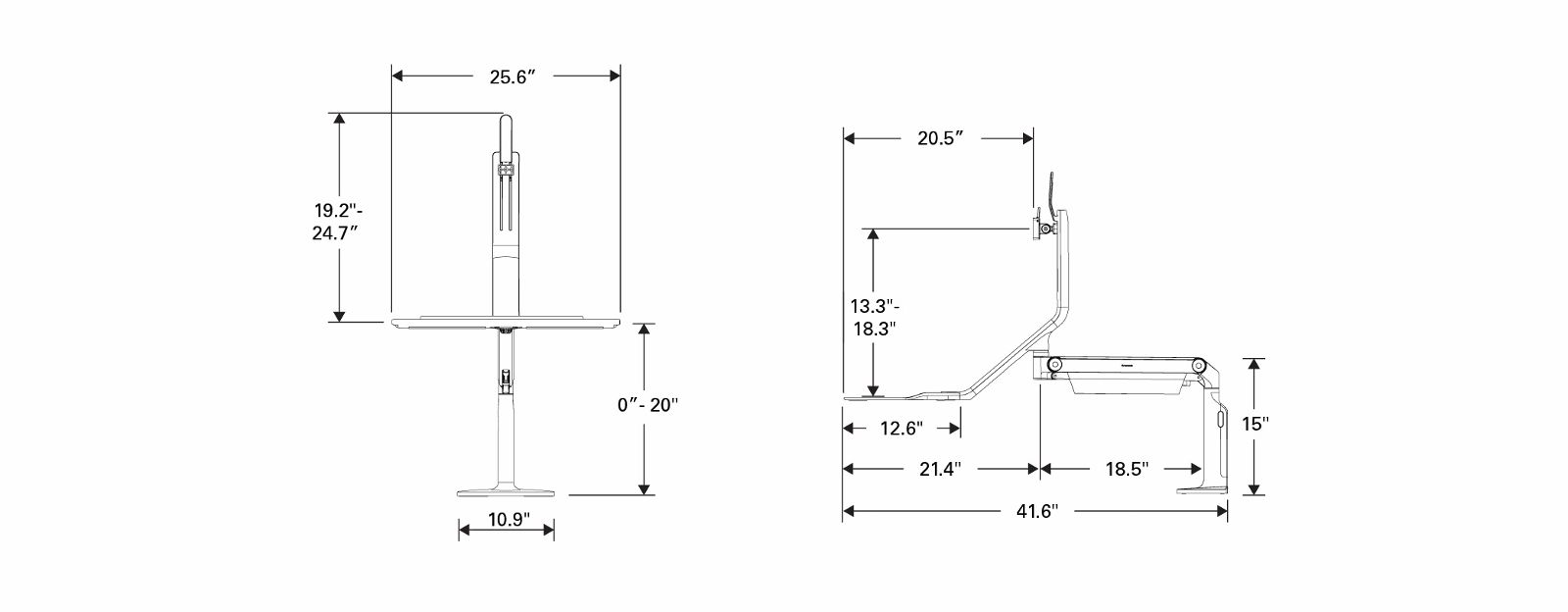 humanscale quickstand lite dimensional specifications