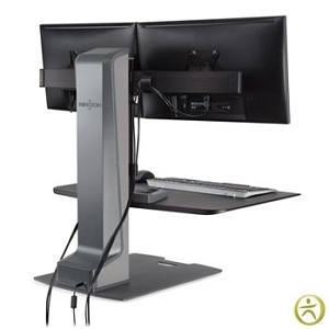 The Winston-E has clean cable management and holds up to three monitors. 
