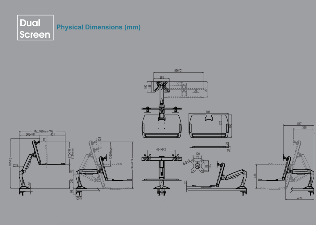 Hover Helium Junior Dimensions, Dual Monitor