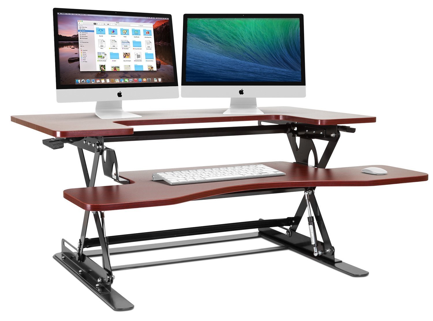 DT2 Standing Desk in Dark Wood  Height Adjustable Heavy Duty sit to stand  office desk. Supports up to 50 Lbs 35 Wide Sit Stand up Desk Converter
