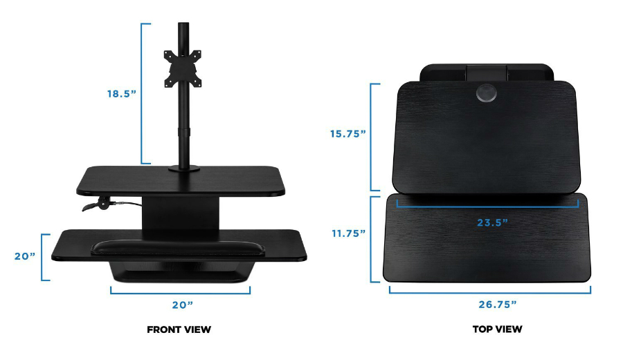 MountIt Standing Desk dimensions drigram