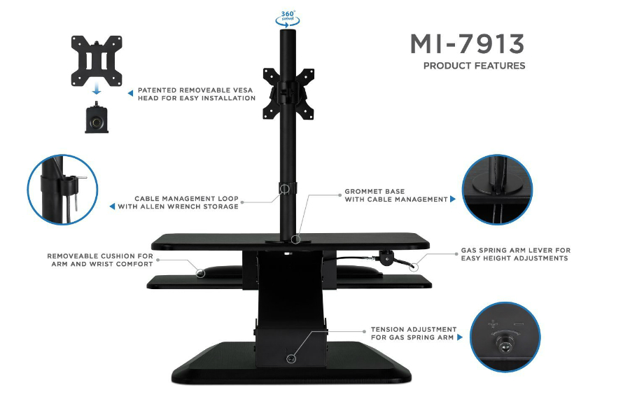 MountIt Standing Desk specs image