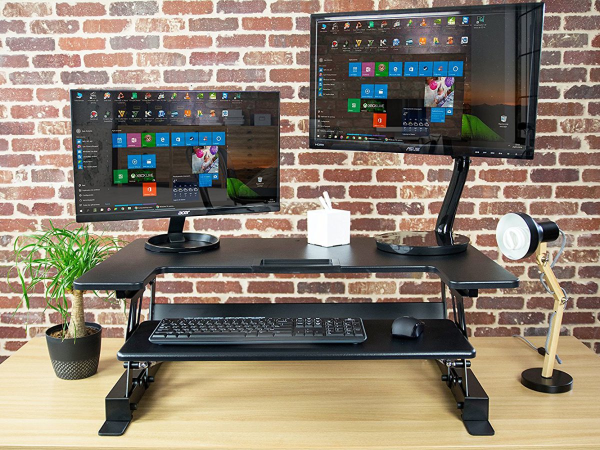 Vivo 36 Wide Compact Electric Adjustable Height Sit Stand Desk- Black –  Ergo Standing Desks