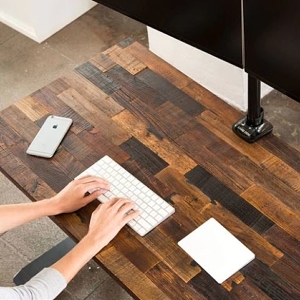 StandDesk Pro with reclaimed wood top