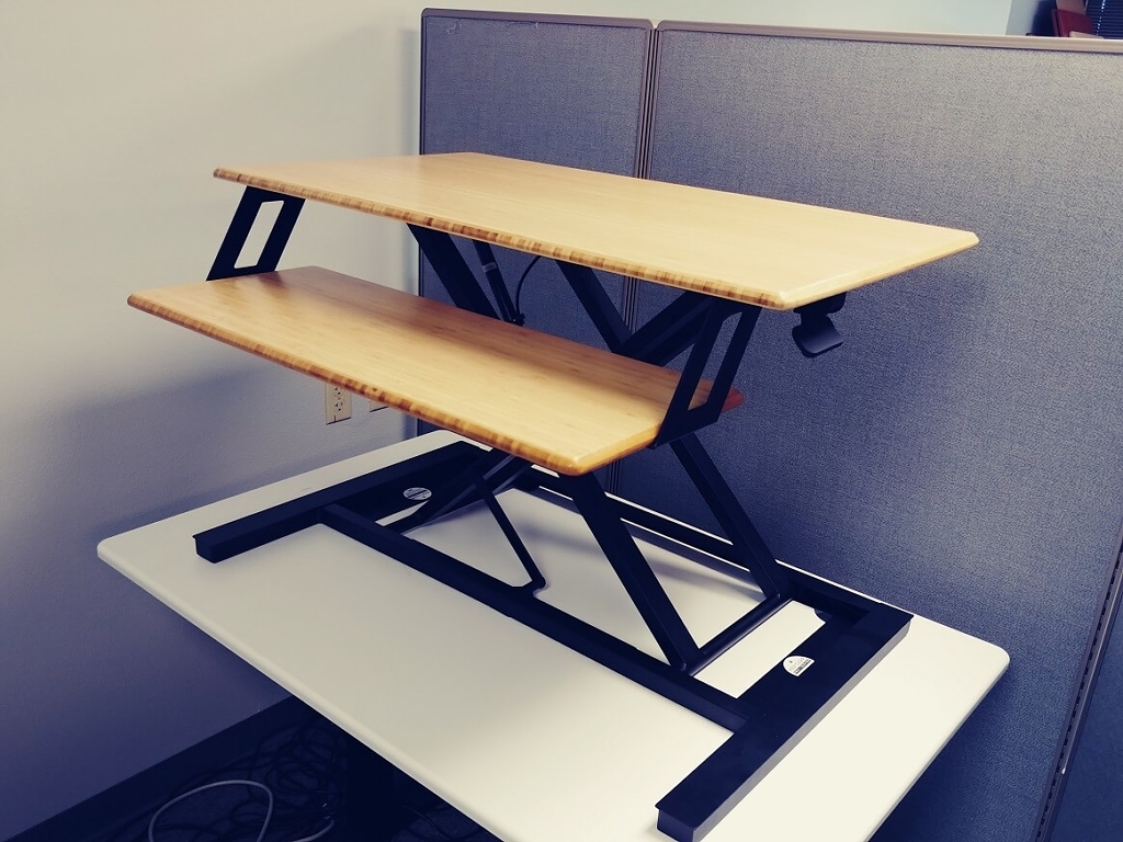 Cooper standing desk converter fully extended