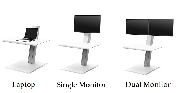 Three versions of the Humanscale QuickStand Eco