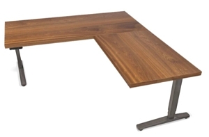 upliftdesk l-shaped standing desk in solid wood