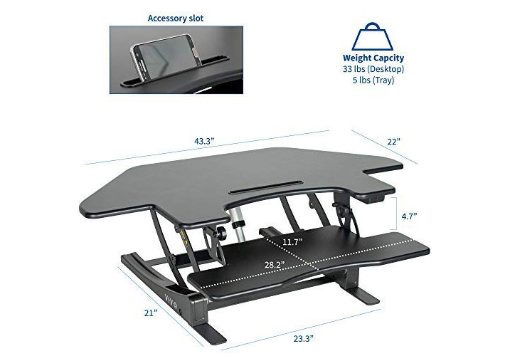 VIVO Electric Corner Desk Riser Diagram