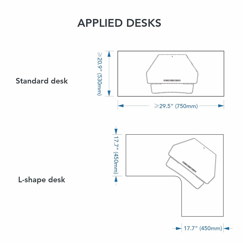 Flexispot Alcove Riser M7C - On Desk Diagrams