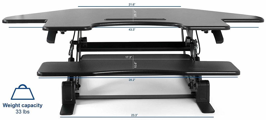 VIVO Corner Standing Desk Converter Specs