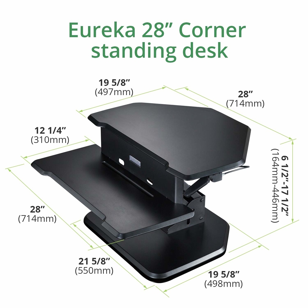 Eureka 28" Corner Standing Desk Converter Specs