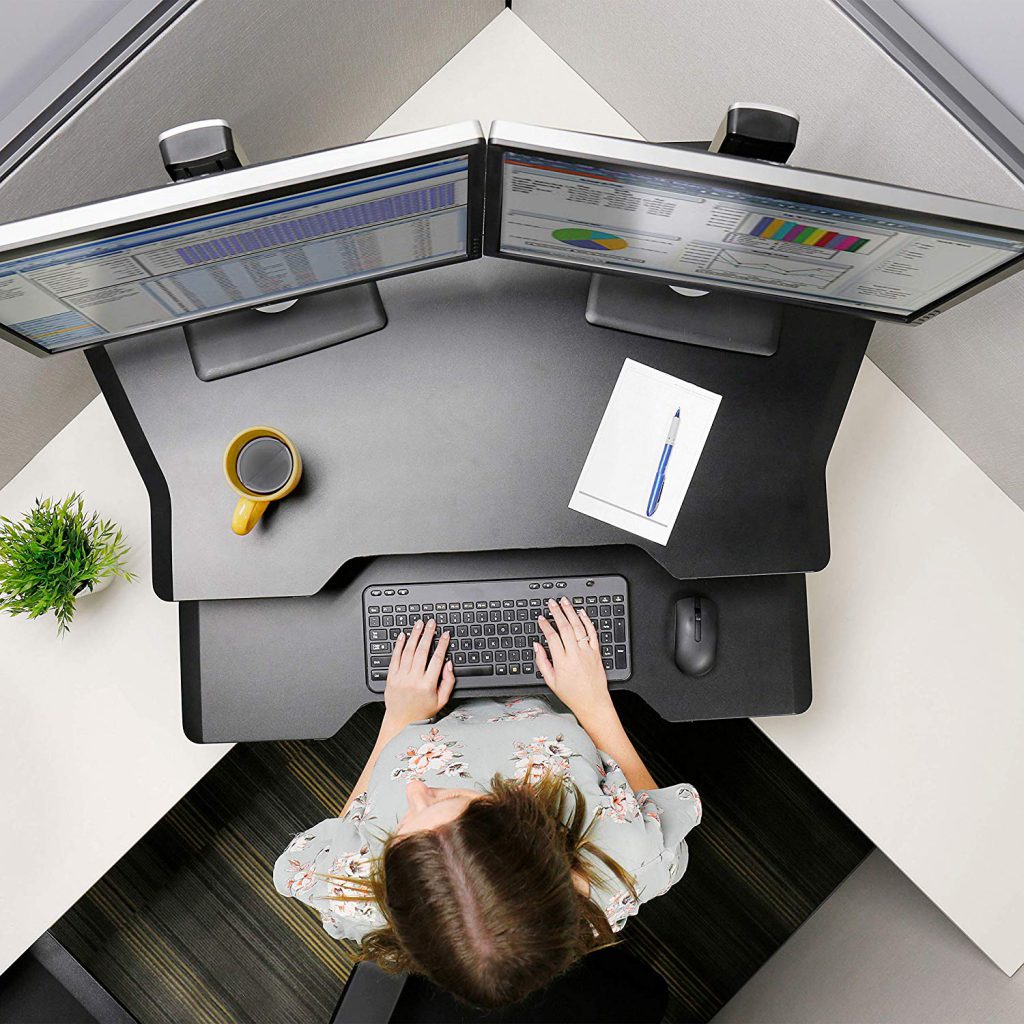 WorkFit Corner Standing Desk Converter - Spacious Work Surface