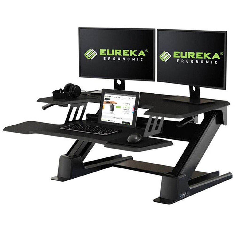 Negro Eureka Ergonomic Sit Stand Desk 36  Convertidor de escritorio de pie de altura ajustable Gen2 