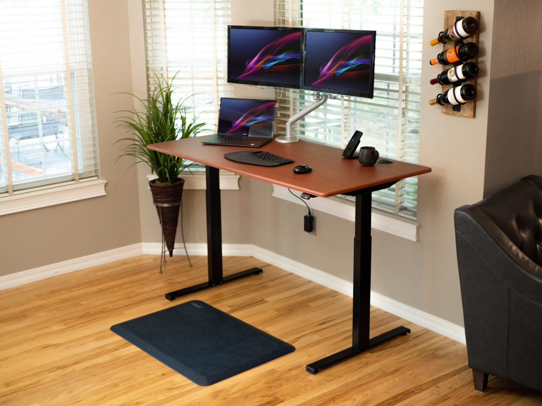 Noble House Damari Transitional Lift-Top Standing Desk, Dark Walnut