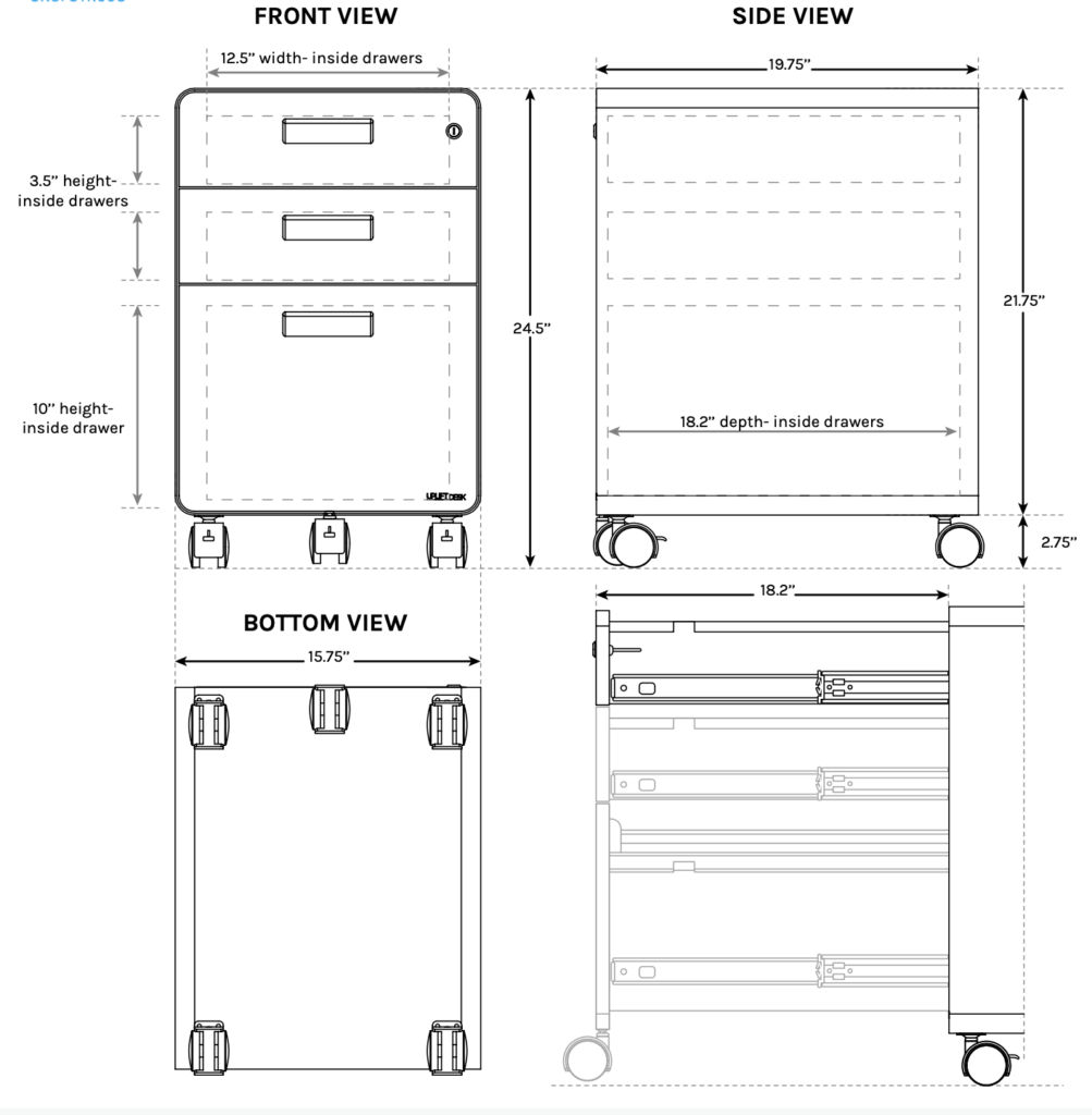 uplift desk file cabinet three drawer review