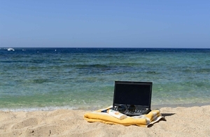 Working on the beach