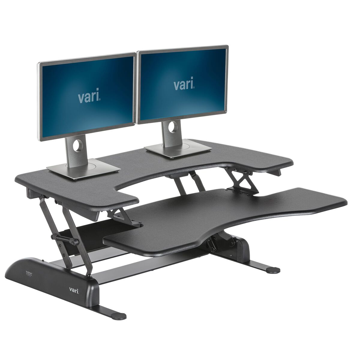DT2 Standing Desk in Dark Wood  Height Adjustable Heavy Duty sit to stand  office desk. Supports up to 50 Lbs 35 Wide Sit Stand up Desk Converter