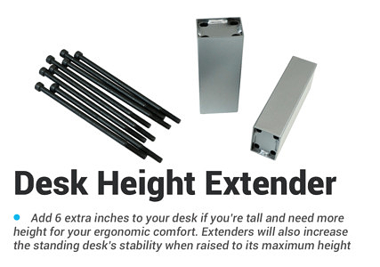 Standing desks for tall people height extenders